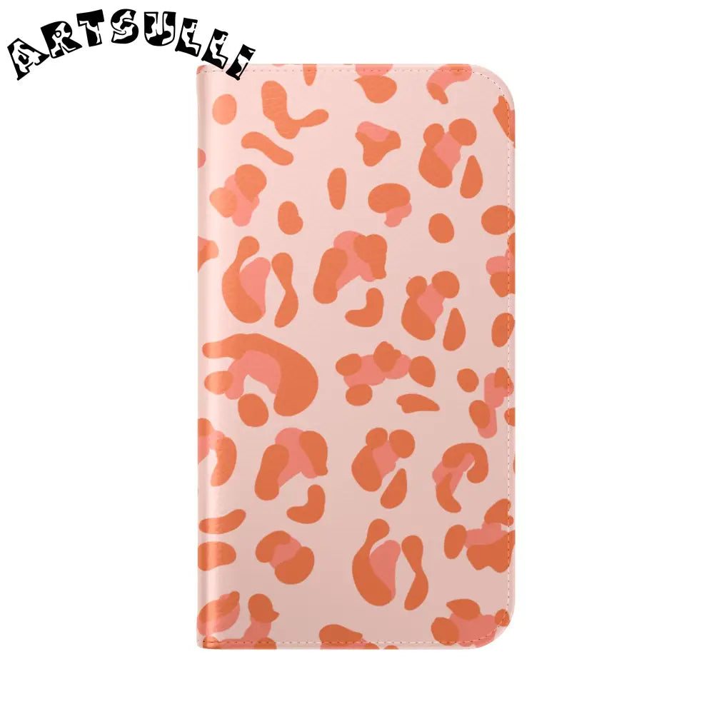 Pink and Orange Leopard Print Flip Case, Artsulli - Art is Long, Life is Short, Phone Case, , , , , , ,