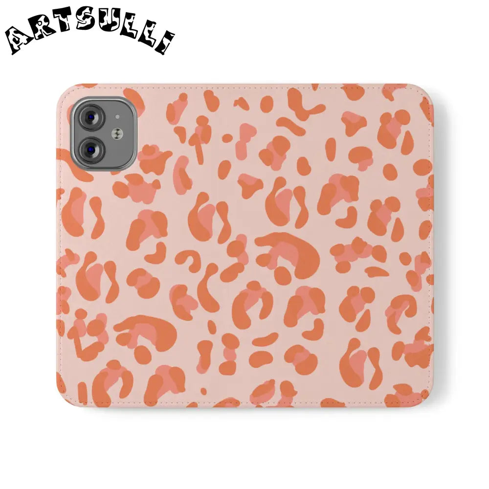 Pink and Orange Leopard Print Flip Case, Artsulli - Art is Long, Life is Short, Phone Case, Size, iPhone 12 Mini, , , , , 32528830669155825801