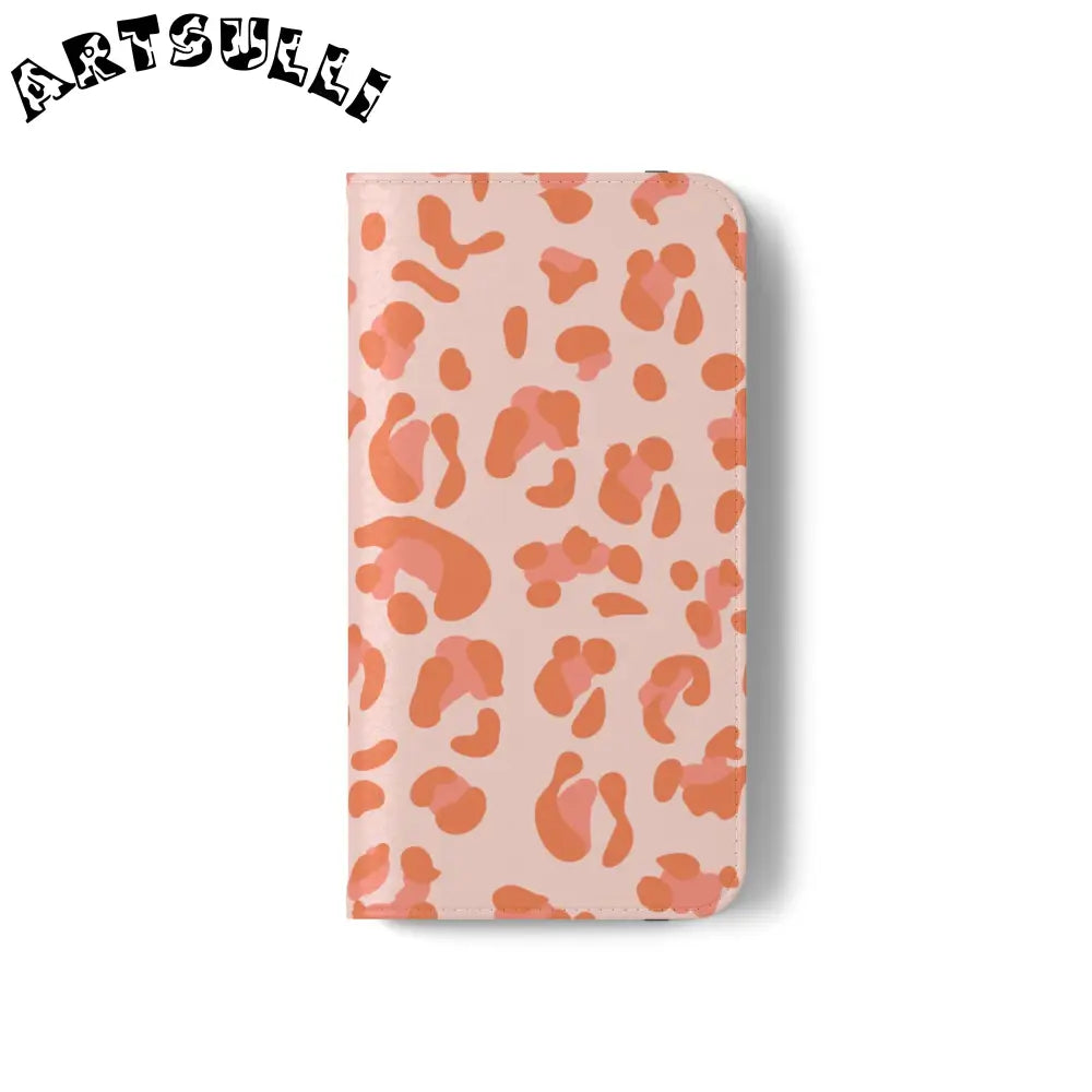 Pink and Orange Leopard Print Flip Case, Artsulli - Art is Long, Life is Short, Phone Case, , , , , , ,