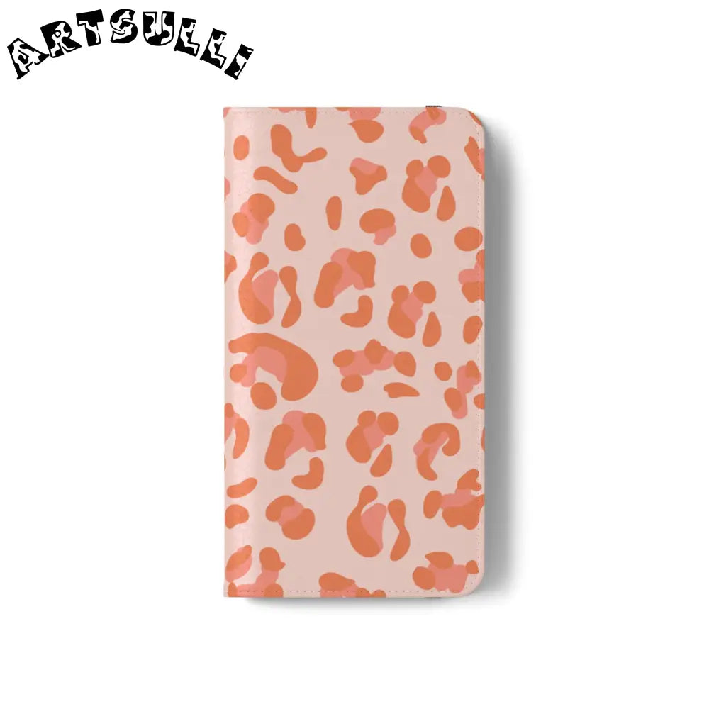 Pink and Orange Leopard Print Flip Case, Artsulli - Art is Long, Life is Short, Phone Case, , , , , , ,