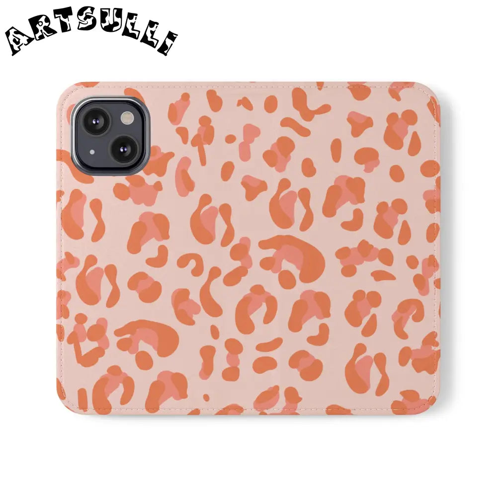 Pink and Orange Leopard Print Flip Case, Artsulli - Art is Long, Life is Short, Phone Case, Size, iPhone 13 Mini, , , , , 10604973776063898937