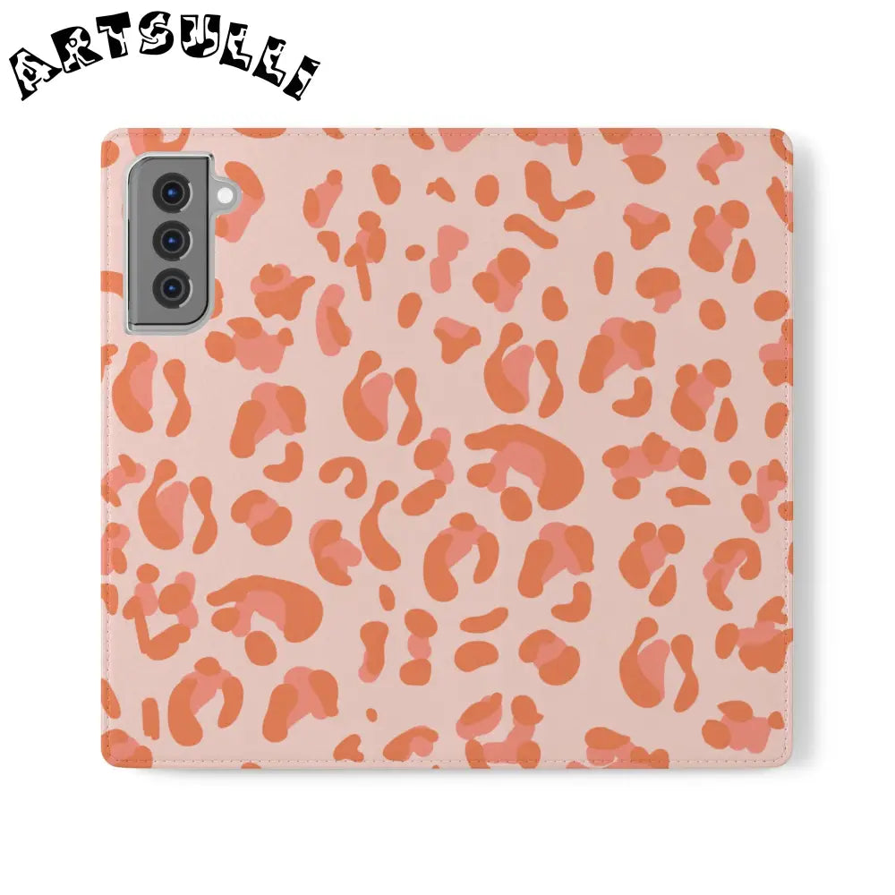 Pink and Orange Leopard Print Flip Case, Artsulli - Art is Long, Life is Short, Phone Case, Size, Samsung Galaxy S21 Plus, , , , , 24253767336510381877