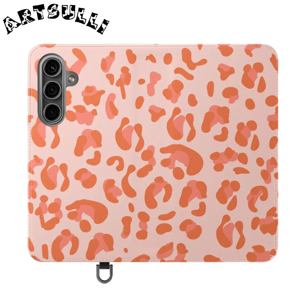Pink and Orange Leopard Print Flip Case, Artsulli - Art is Long, Life is Short, Phone Case, Size, Samsung Galaxy S24, , , , , 55073846112178429600