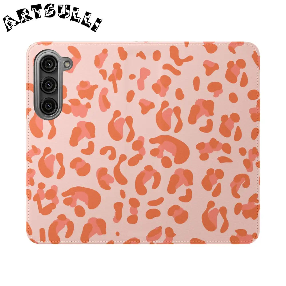Pink and Orange Leopard Print Flip Case, Artsulli - Art is Long, Life is Short, Phone Case, Size, Samsung Galaxy S23, , , , , 70869649151875189357