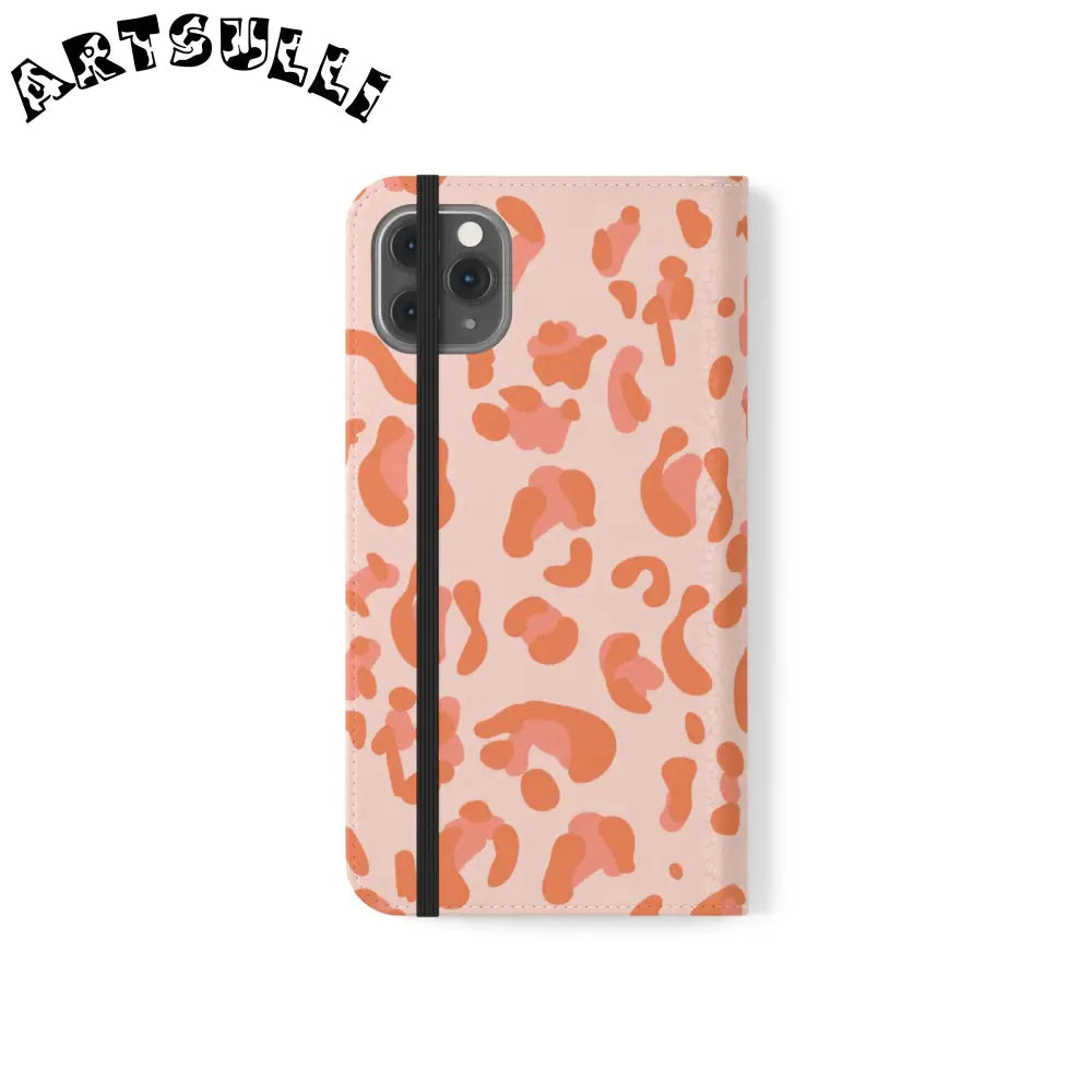 Pink and Orange Leopard Print Flip Case, Artsulli - Art is Long, Life is Short, Phone Case, , , , , , ,