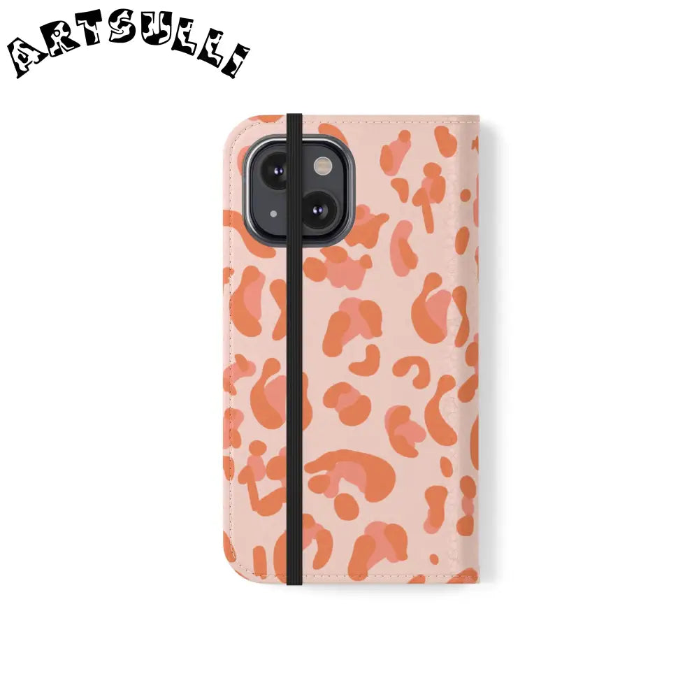 Pink and Orange Leopard Print Flip Case, Artsulli - Art is Long, Life is Short, Phone Case, , , , , , ,