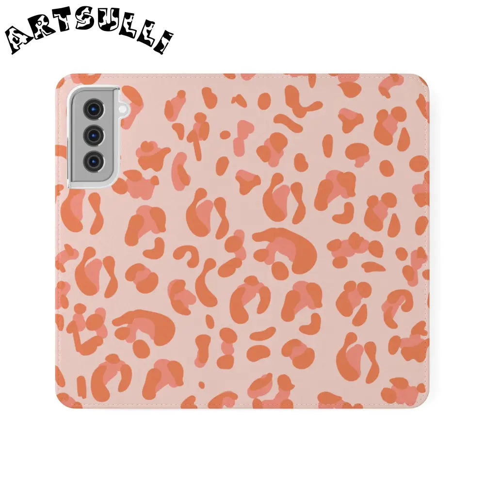 Pink and Orange Leopard Print Flip Case, Artsulli - Art is Long, Life is Short, Phone Case, Size, Samsung Galaxy S21, , , , , 33340861355520516457