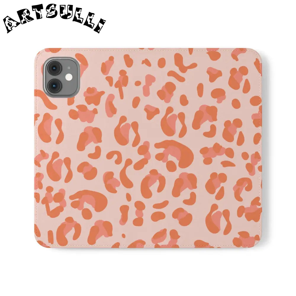 Pink and Orange Leopard Print Flip Case, Artsulli - Art is Long, Life is Short, Phone Case, Size, iPhone 11, , , , , 67540315038539144938