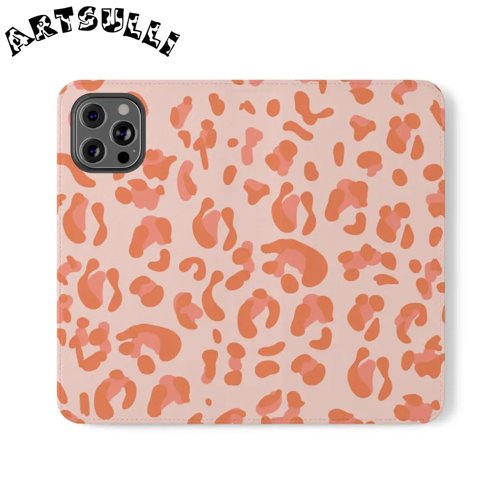 Pink and Orange Leopard Print Flip Case, Artsulli - Art is Long, Life is Short, Phone Case, Size, iPhone 12 Pro Max, , , , , 33799498068584650084