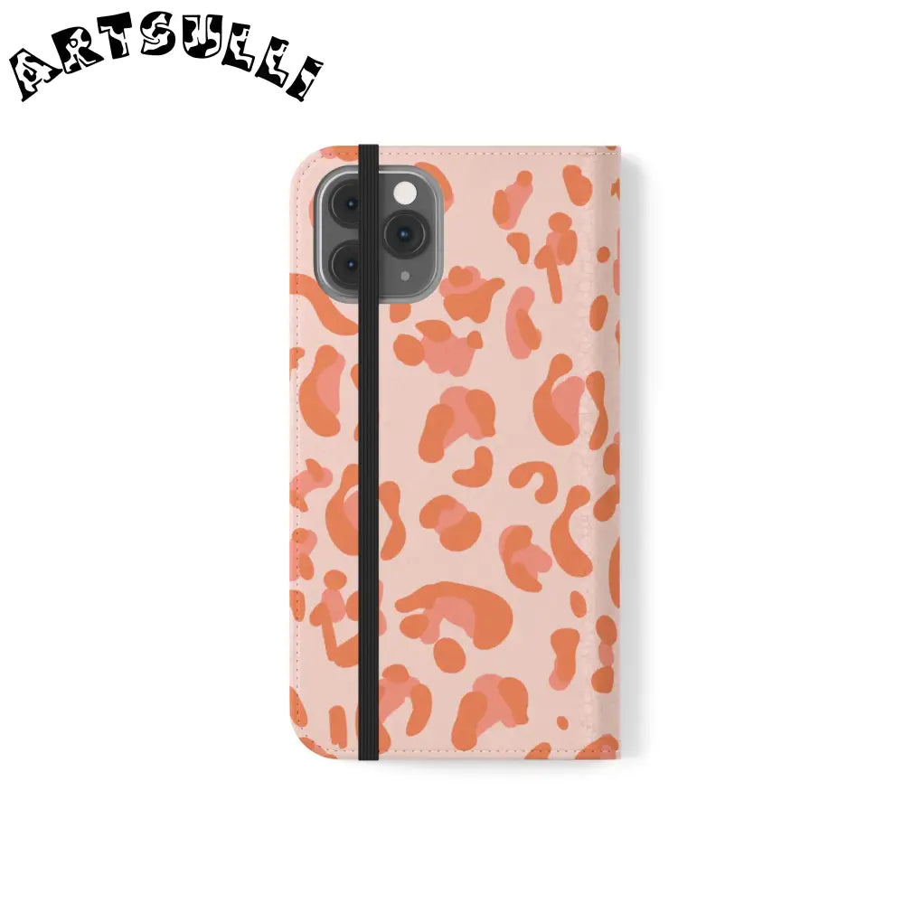Pink and Orange Leopard Print Flip Case, Artsulli - Art is Long, Life is Short, Phone Case, , , , , , ,