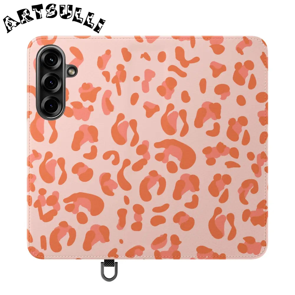 Pink and Orange Leopard Print Flip Case, Artsulli - Art is Long, Life is Short, Phone Case, Size, Samsung Galaxy S25, , , , , 25569945398479480444