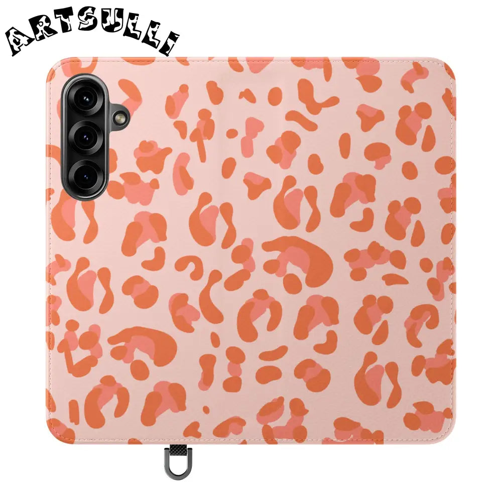 Pink and Orange Leopard Print Flip Case, Artsulli - Art is Long, Life is Short, Phone Case, Size, Samsung Galaxy S25 Plus, , , , , 20253843725317621515