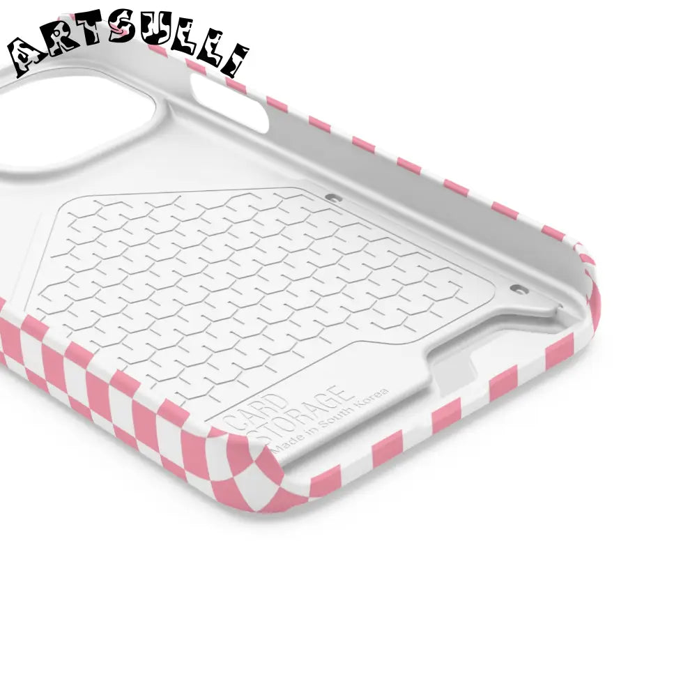 Pink and White Checkerboard Phone Case-Cardholder, Artsulli - Art is Long, Life is Short, Phone Case, , , , , , ,