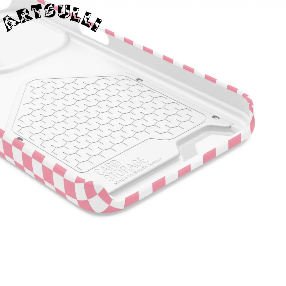 Pink and White Checkerboard Phone Case-Cardholder, Artsulli - Art is Long, Life is Short, Phone Case, , , , , , ,