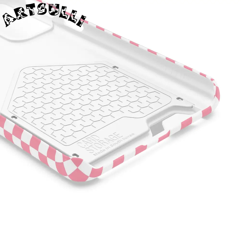 Pink and White Checkerboard Phone Case-Cardholder, Artsulli - Art is Long, Life is Short, Phone Case, , , , , , ,