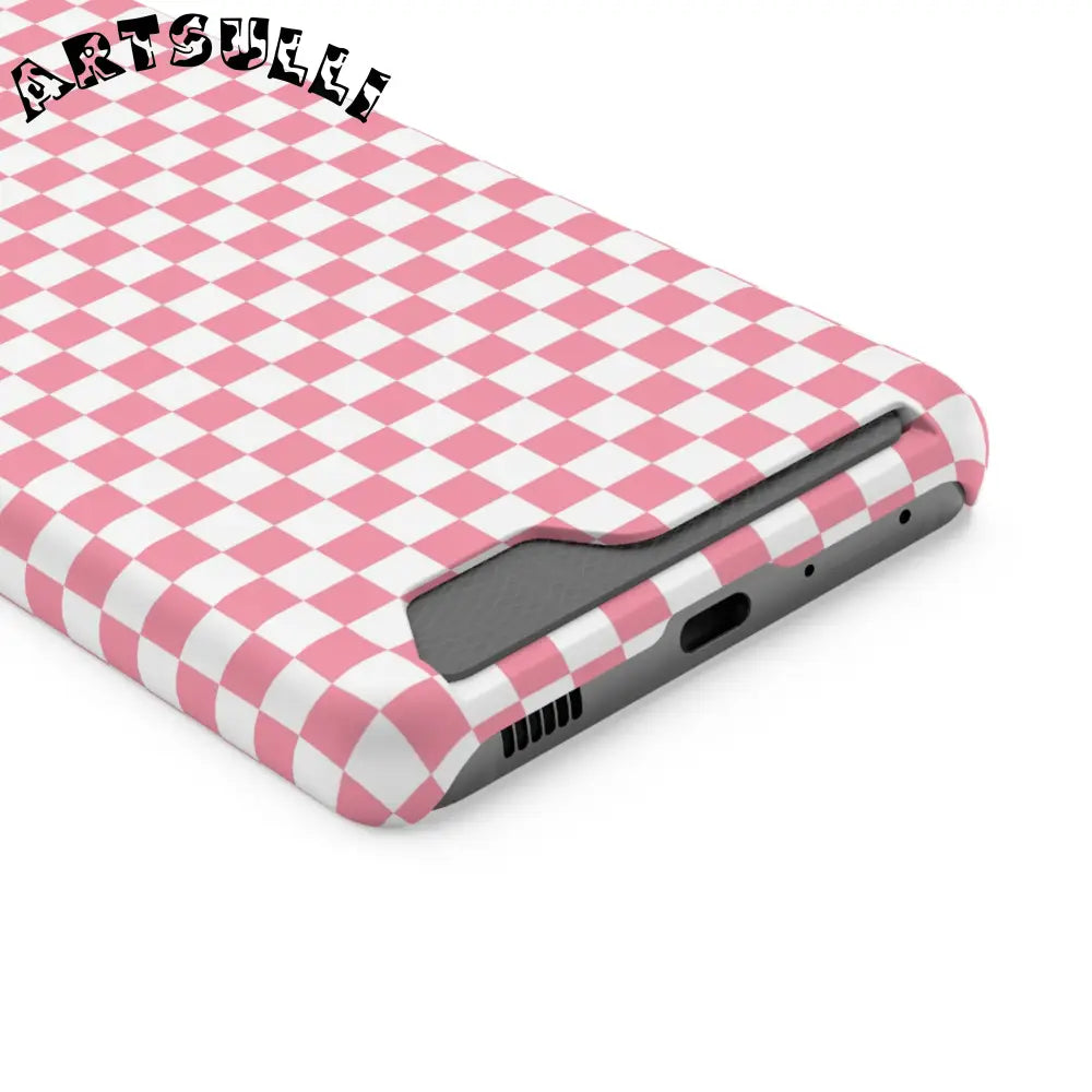 Pink and White Checkerboard Phone Case-Cardholder, Artsulli - Art is Long, Life is Short, Phone Case, , , , , , ,