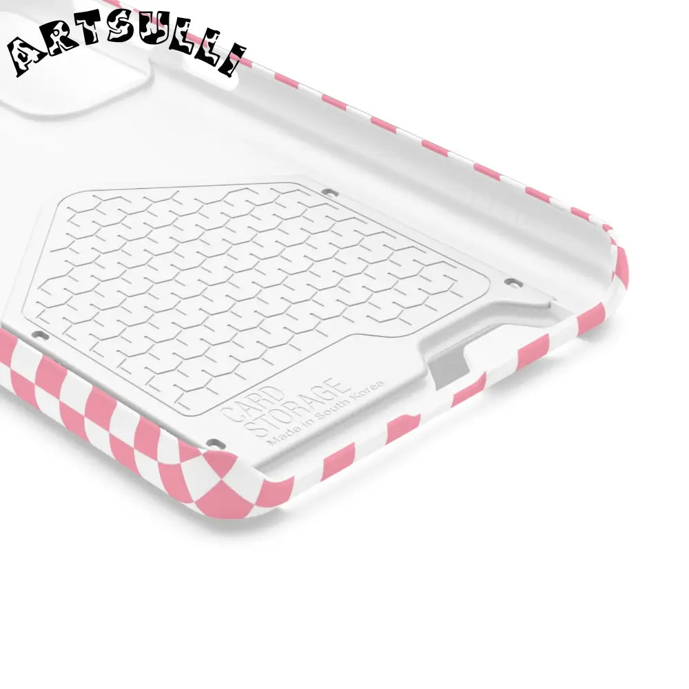 Pink and White Checkerboard Phone Case-Cardholder, Artsulli - Art is Long, Life is Short, Phone Case, , , , , , ,