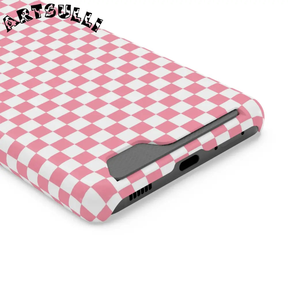 Pink and White Checkerboard Phone Case-Cardholder, Artsulli - Art is Long, Life is Short, Phone Case, , , , , , ,