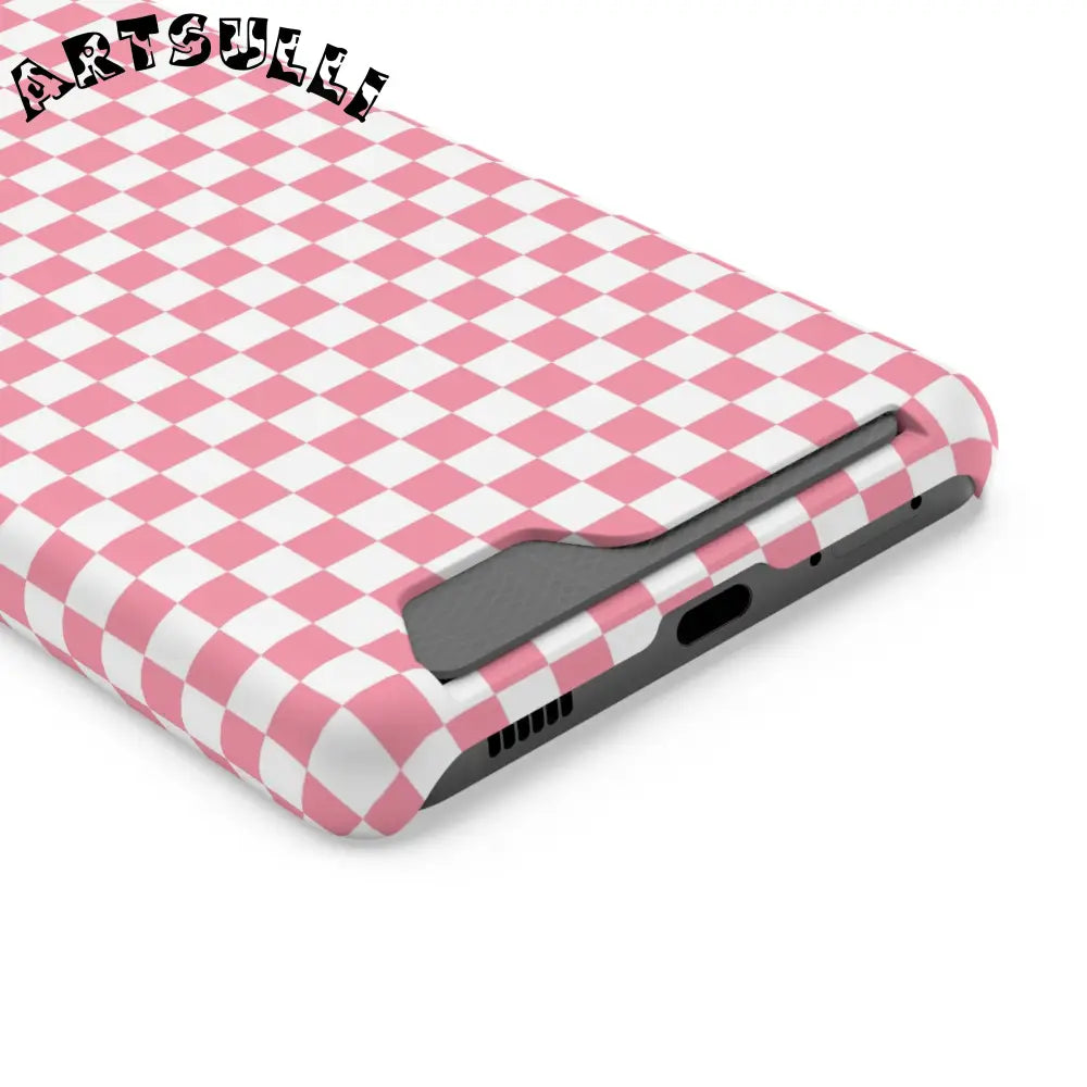 Pink and White Checkerboard Phone Case-Cardholder, Artsulli - Art is Long, Life is Short, Phone Case, , , , , , ,