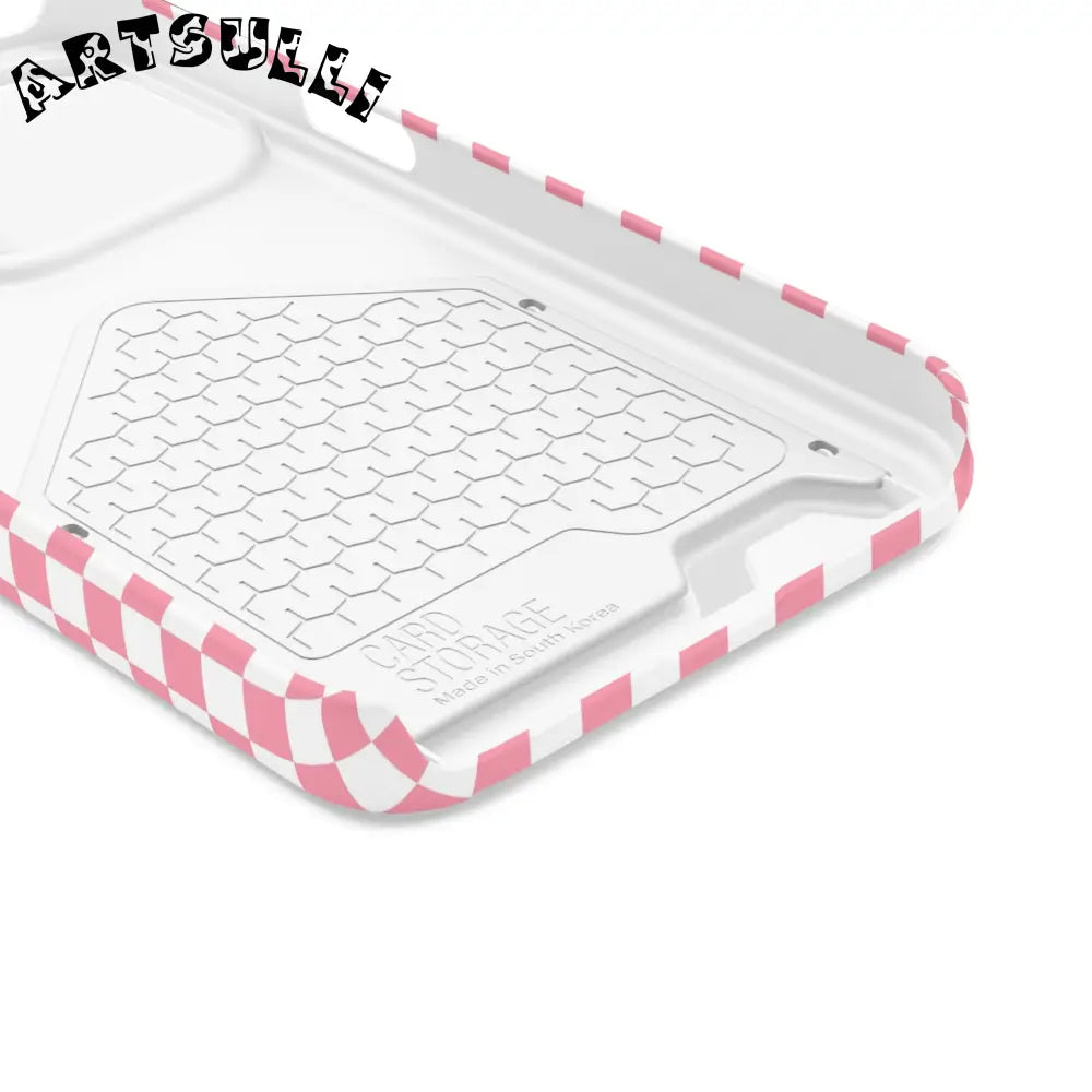 Pink and White Checkerboard Phone Case-Cardholder, Artsulli - Art is Long, Life is Short, Phone Case, , , , , , ,