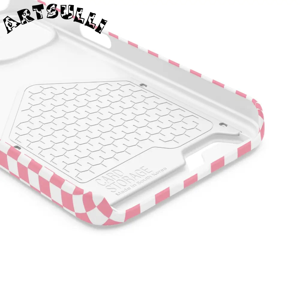 Pink and White Checkerboard Phone Case-Cardholder, Artsulli - Art is Long, Life is Short, Phone Case, , , , , , ,