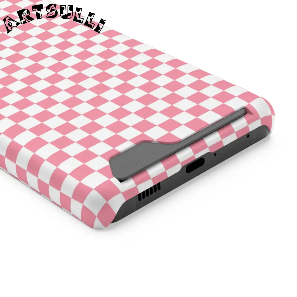 Pink and White Checkerboard Phone Case-Cardholder, Artsulli - Art is Long, Life is Short, Phone Case, , , , , , ,