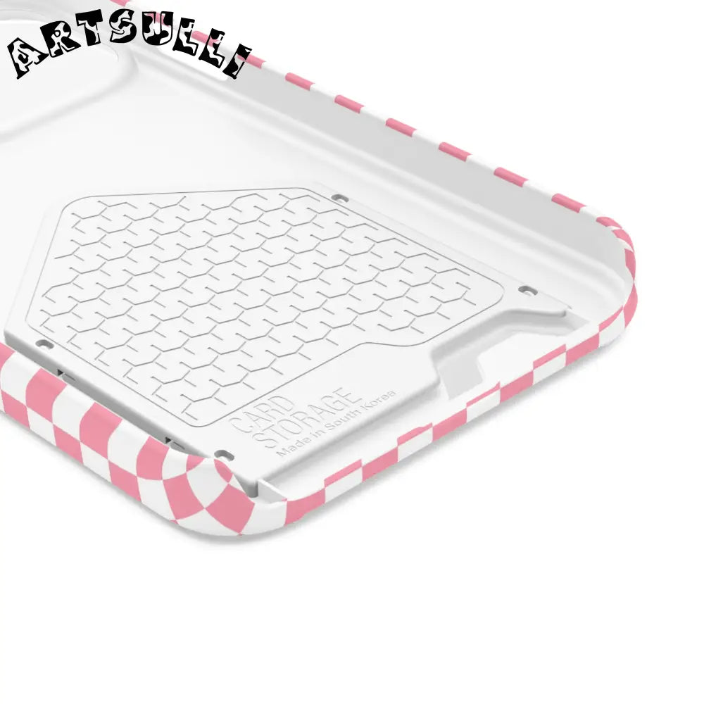 Pink and White Checkerboard Phone Case-Cardholder, Artsulli - Art is Long, Life is Short, Phone Case, , , , , , ,