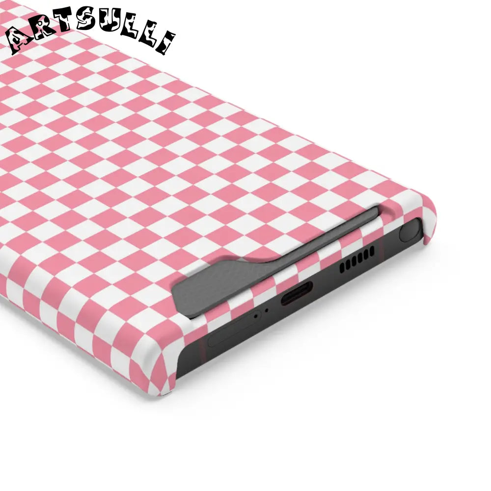 Pink and White Checkerboard Phone Case-Cardholder, Artsulli - Art is Long, Life is Short, Phone Case, , , , , , ,