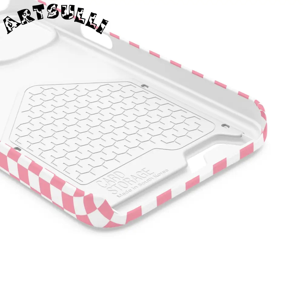 Pink and White Checkerboard Phone Case-Cardholder, Artsulli - Art is Long, Life is Short, Phone Case, , , , , , ,