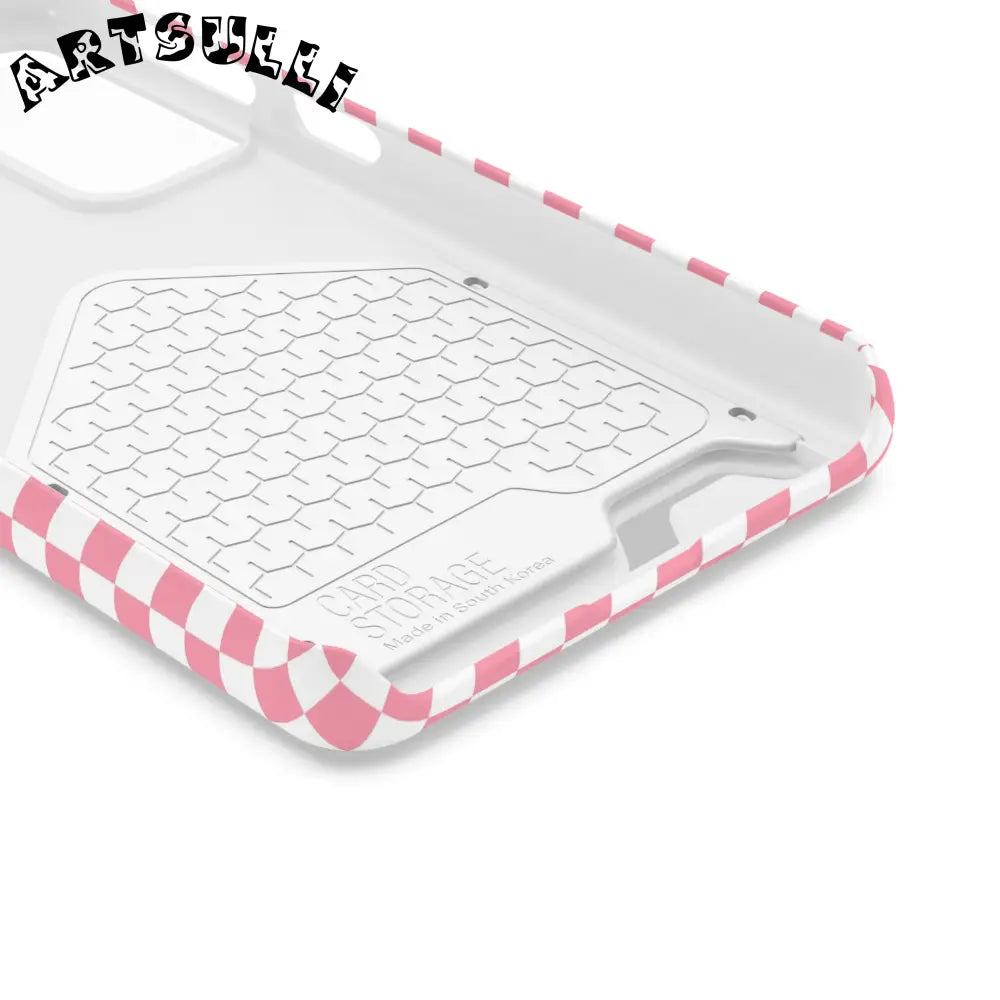 Pink and White Checkerboard Phone Case-Cardholder, Artsulli - Art is Long, Life is Short, Phone Case, , , , , , ,