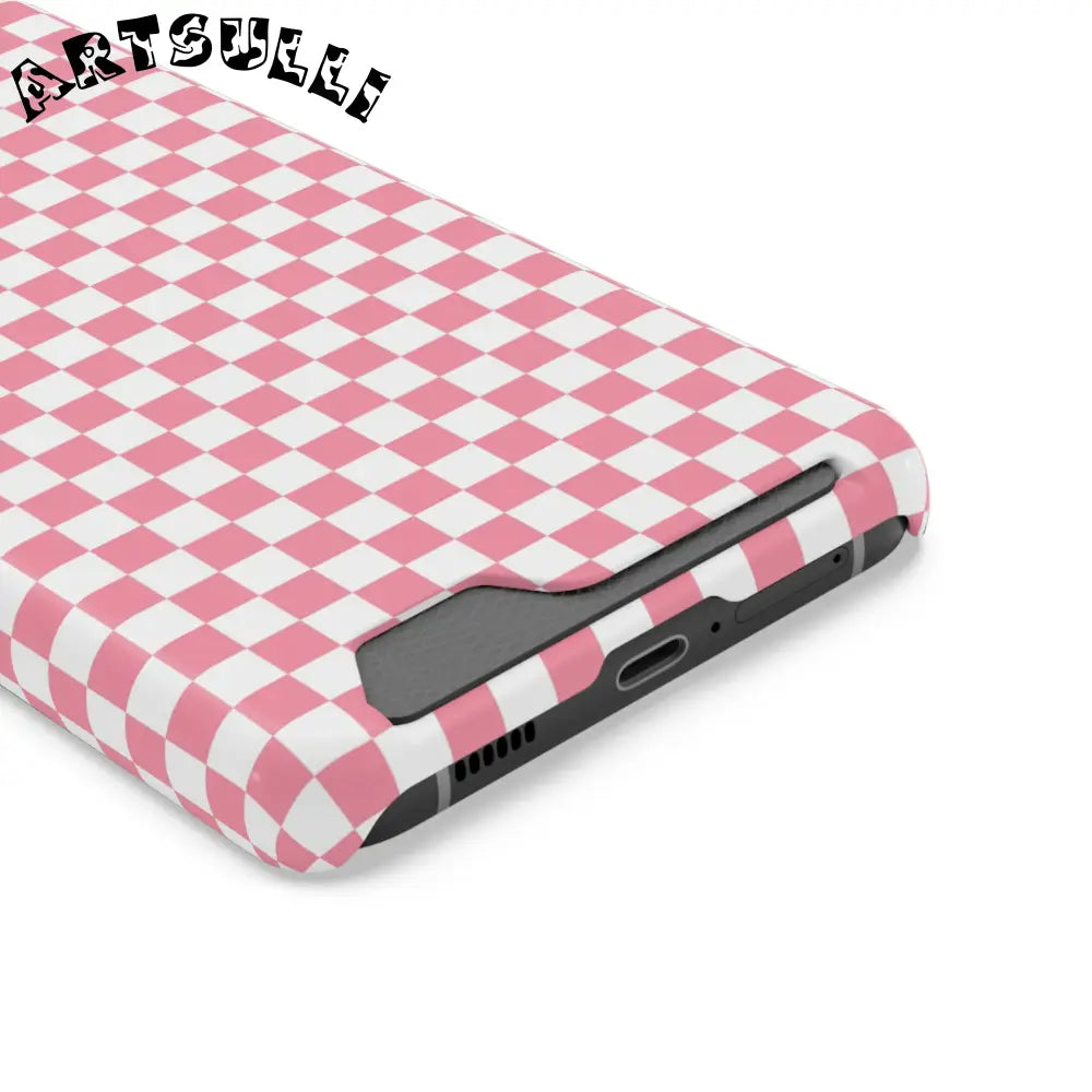 Pink and White Checkerboard Phone Case-Cardholder, Artsulli - Art is Long, Life is Short, Phone Case, , , , , , ,