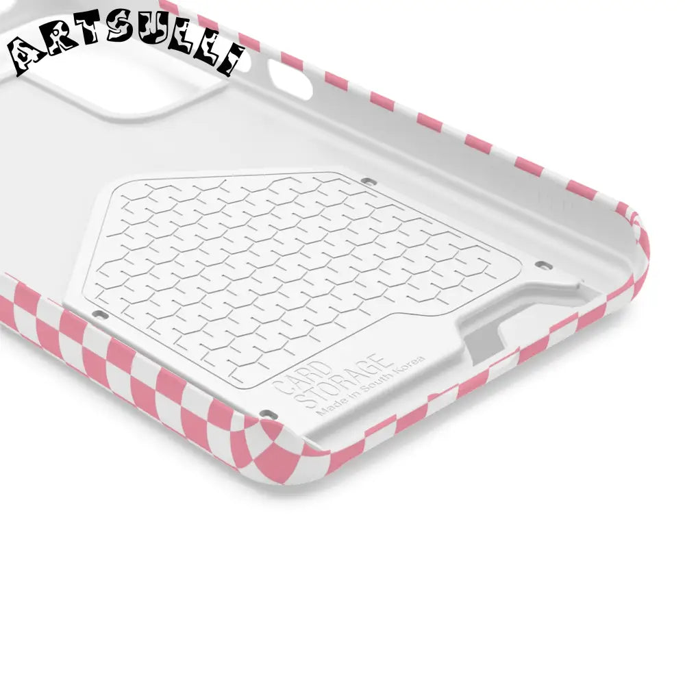 Pink and White Checkerboard Phone Case-Cardholder, Artsulli - Art is Long, Life is Short, Phone Case, , , , , , ,