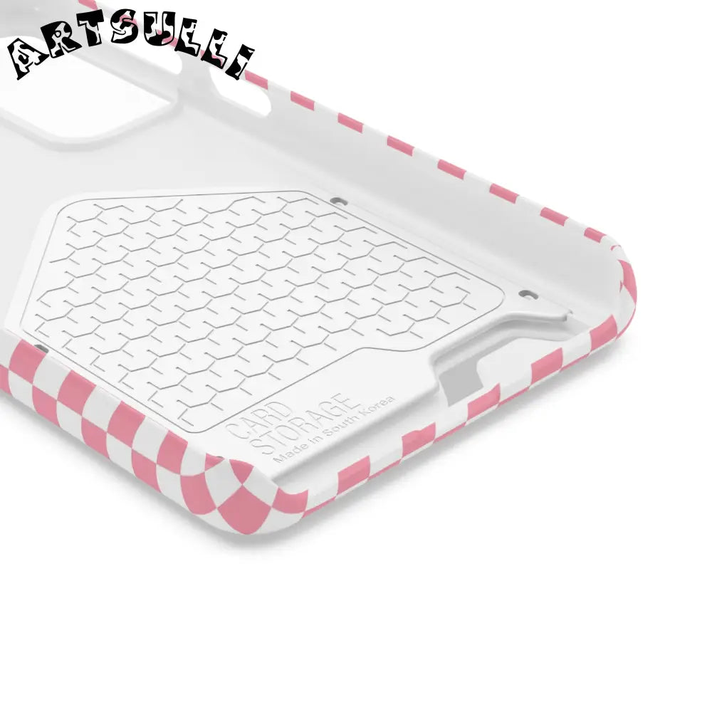 Pink and White Checkerboard Phone Case-Cardholder, Artsulli - Art is Long, Life is Short, Phone Case, , , , , , ,