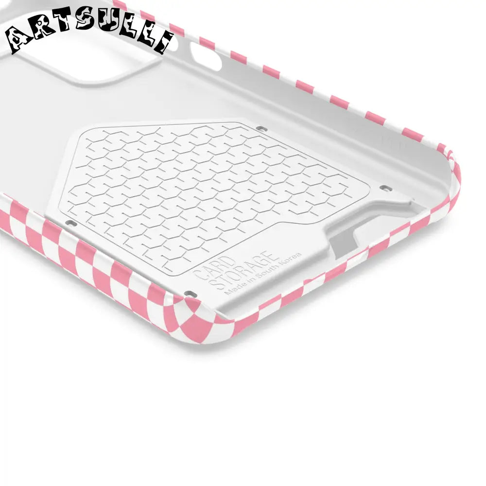 Pink and White Checkerboard Phone Case-Cardholder, Artsulli - Art is Long, Life is Short, Phone Case, , , , , , ,