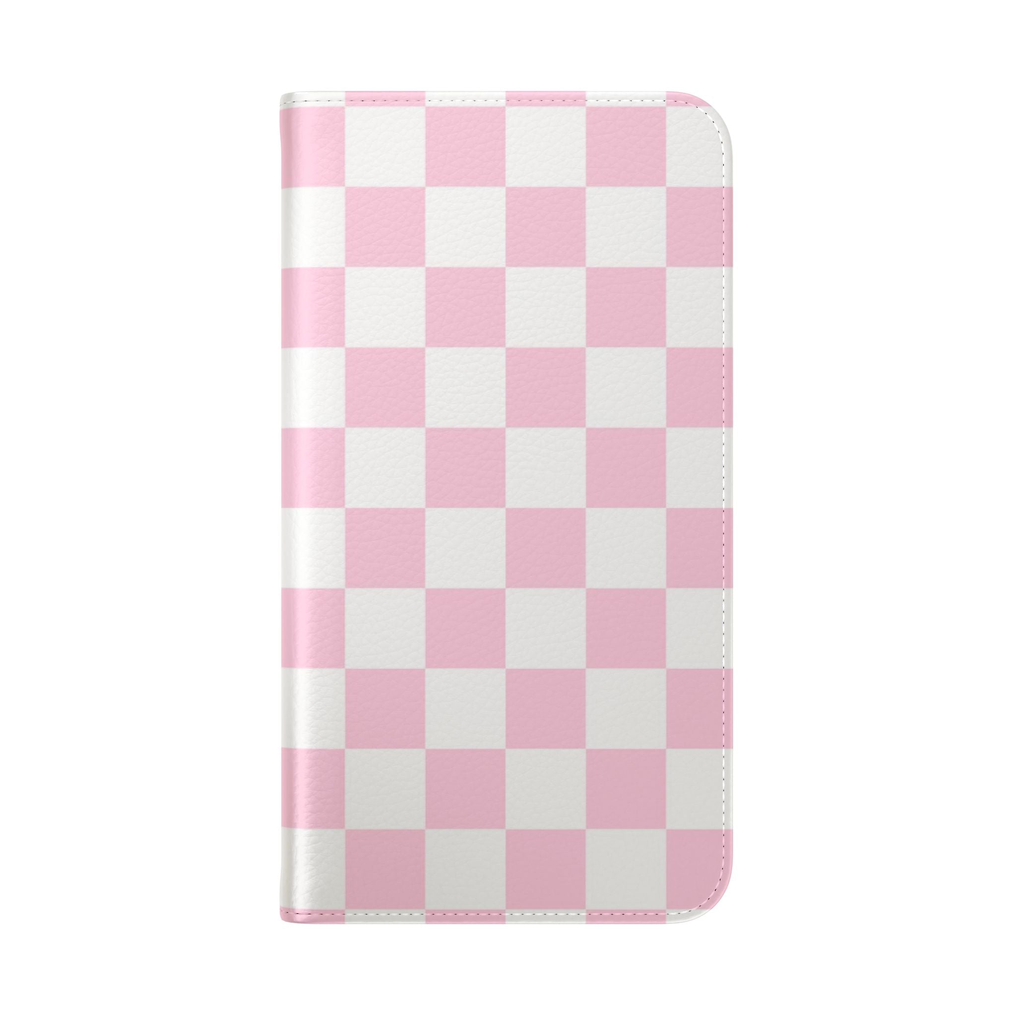 JAKKOUTTHEBXX Pink and White Checkered Faux Leather Flip Cases 2025