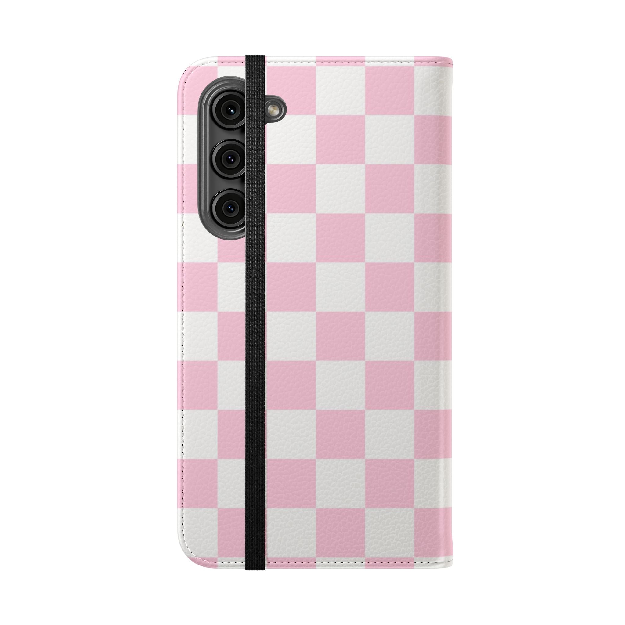 JAKKOUTTHEBXX Pink and White Checkered Faux Leather Flip Cases 2025