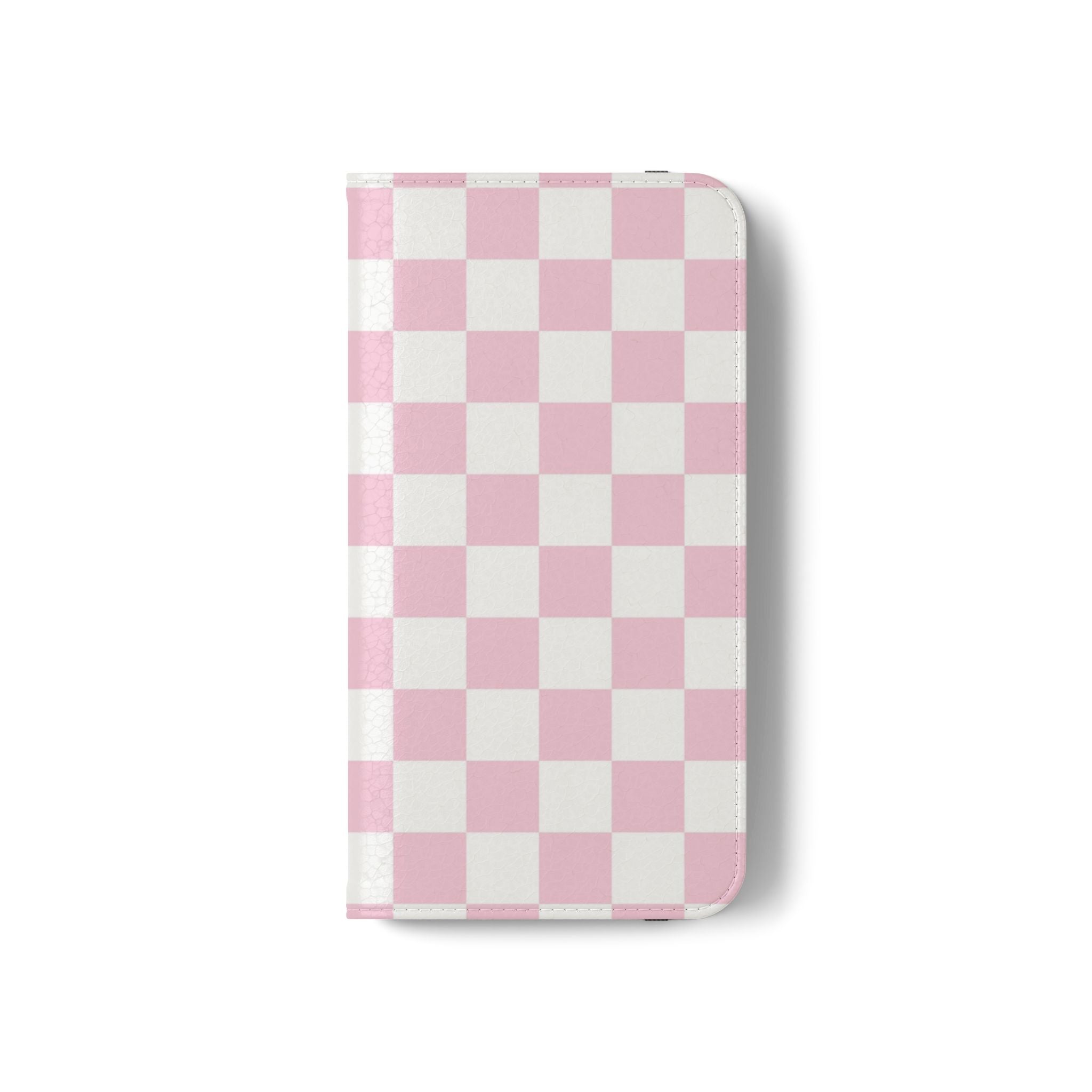JAKKOUTTHEBXX Pink and White Checkered Faux Leather Flip Cases 2025