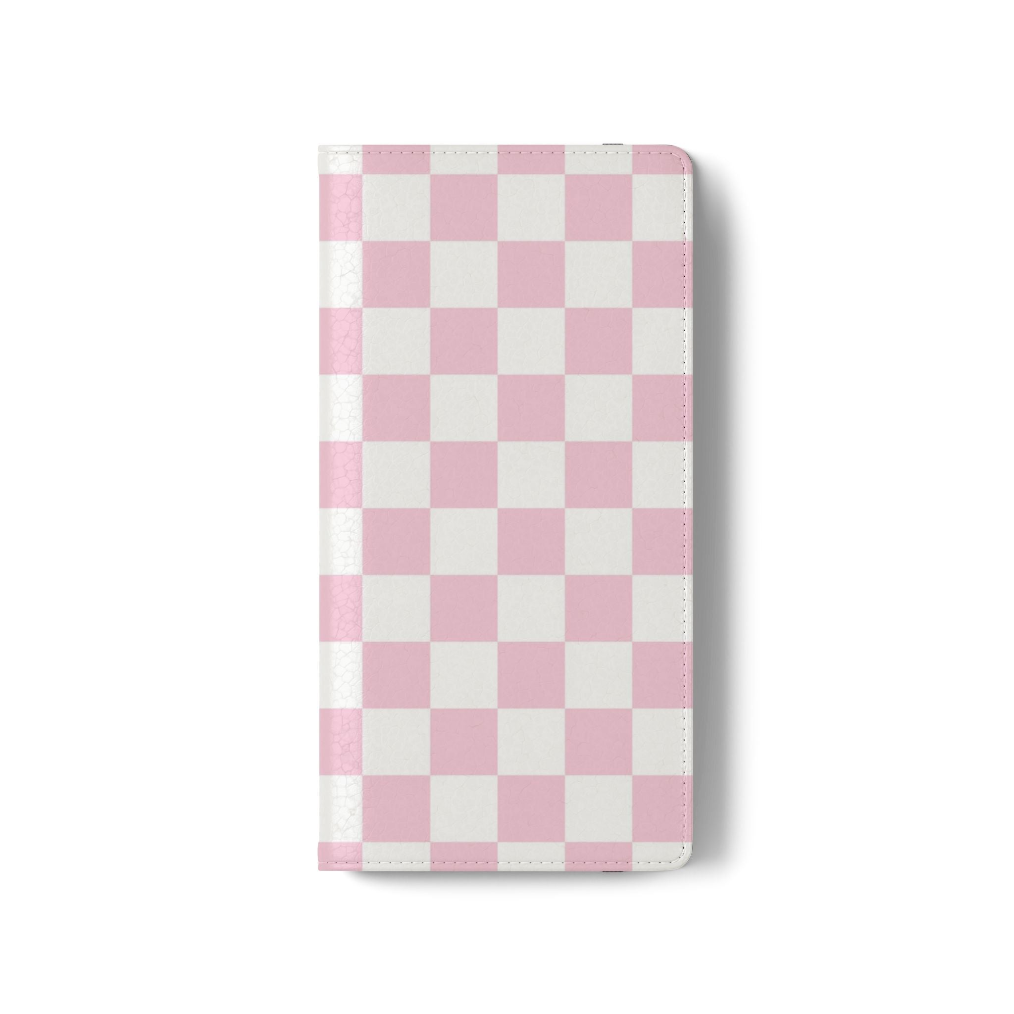 JAKKOUTTHEBXX Pink and White Checkered Faux Leather Flip Cases 2025