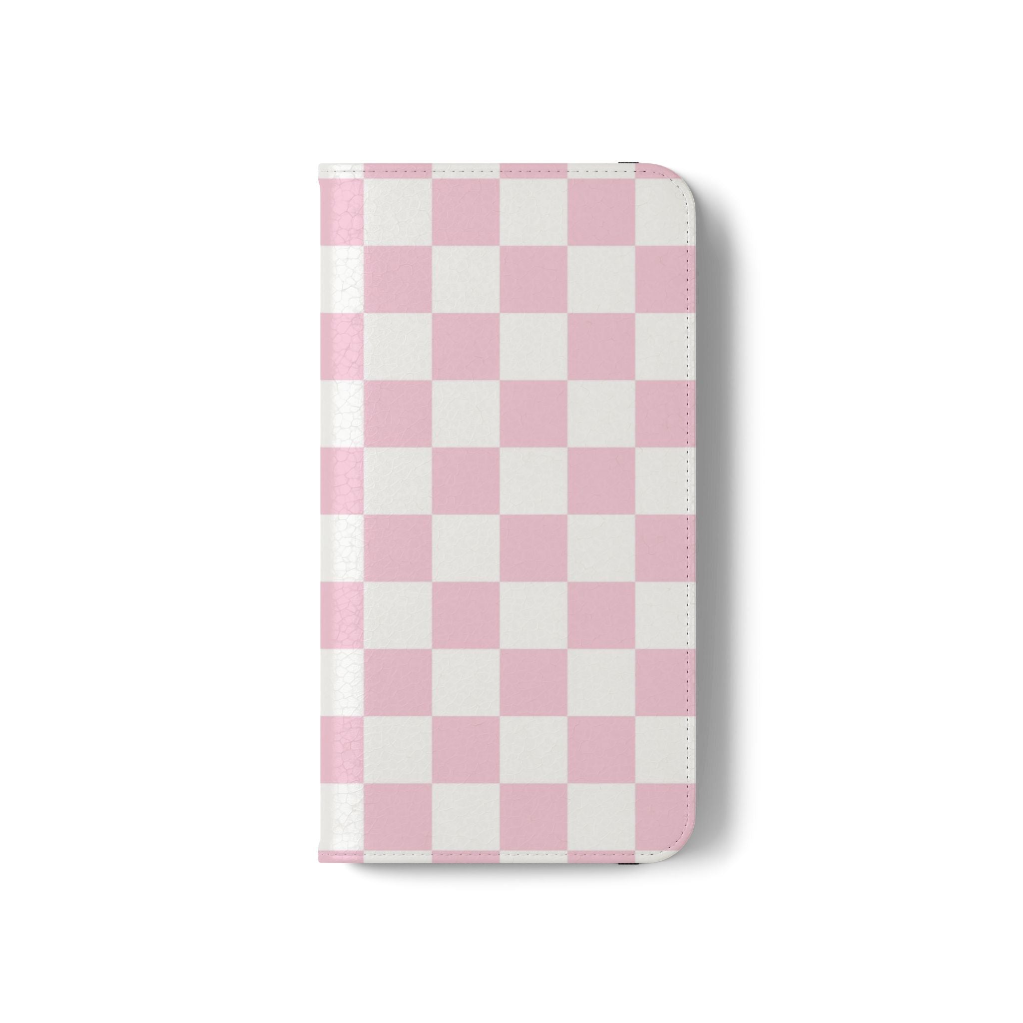 JAKKOUTTHEBXX Pink and White Checkered Faux Leather Flip Cases 2025