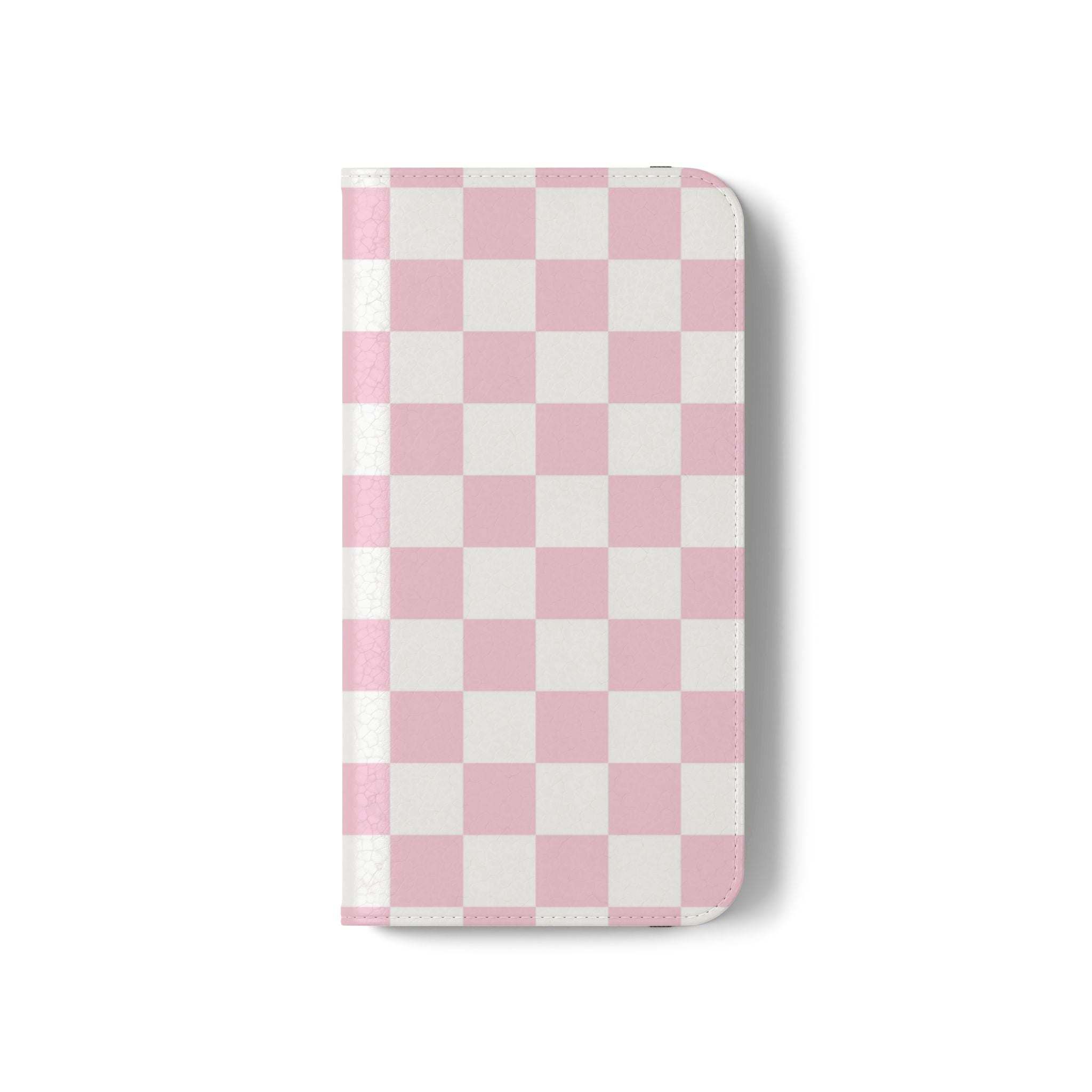 JAKKOUTTHEBXX Pink and White Checkered Faux Leather Flip Cases 2025