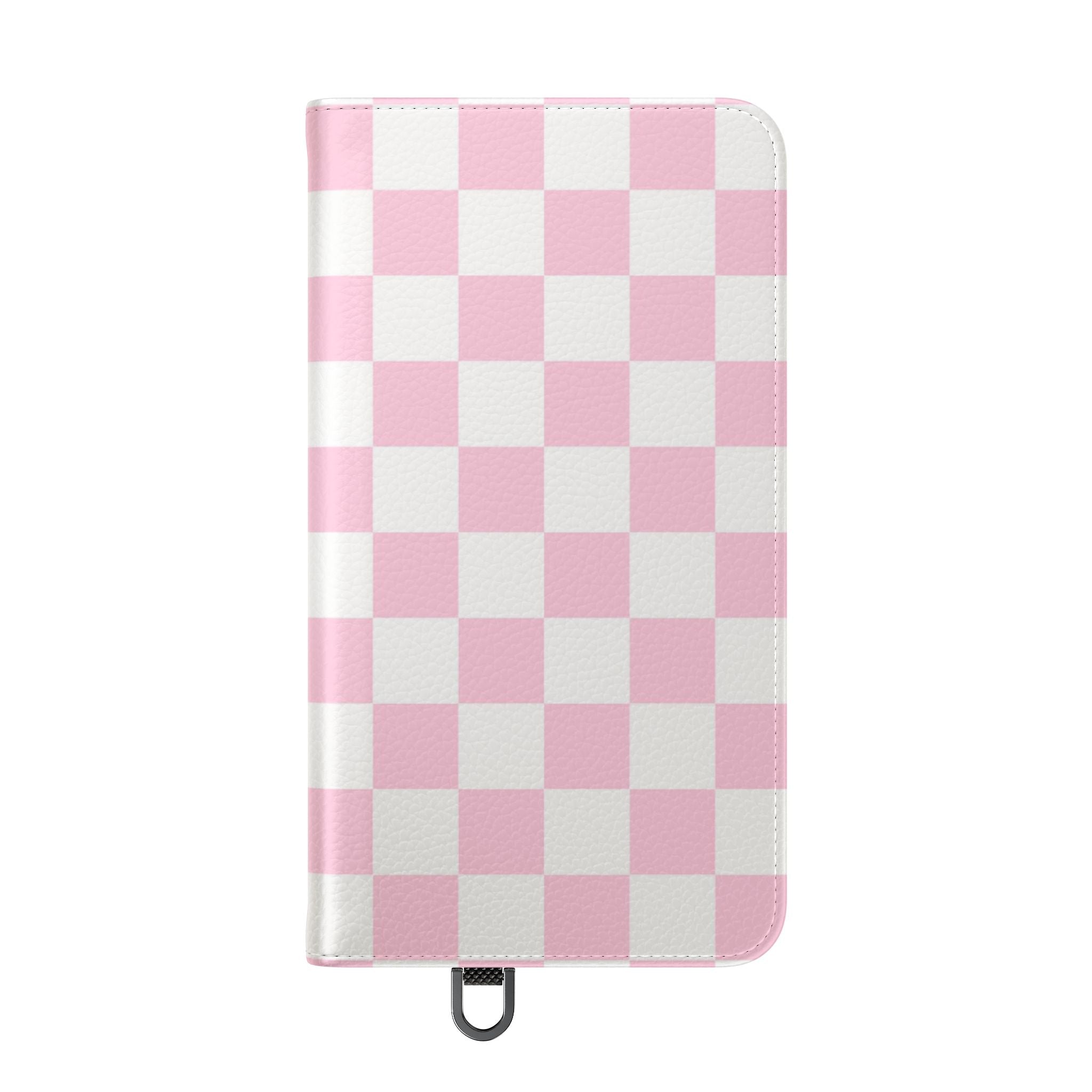 JAKKOUTTHEBXX Pink and White Checkered Faux Leather Flip Cases 2025