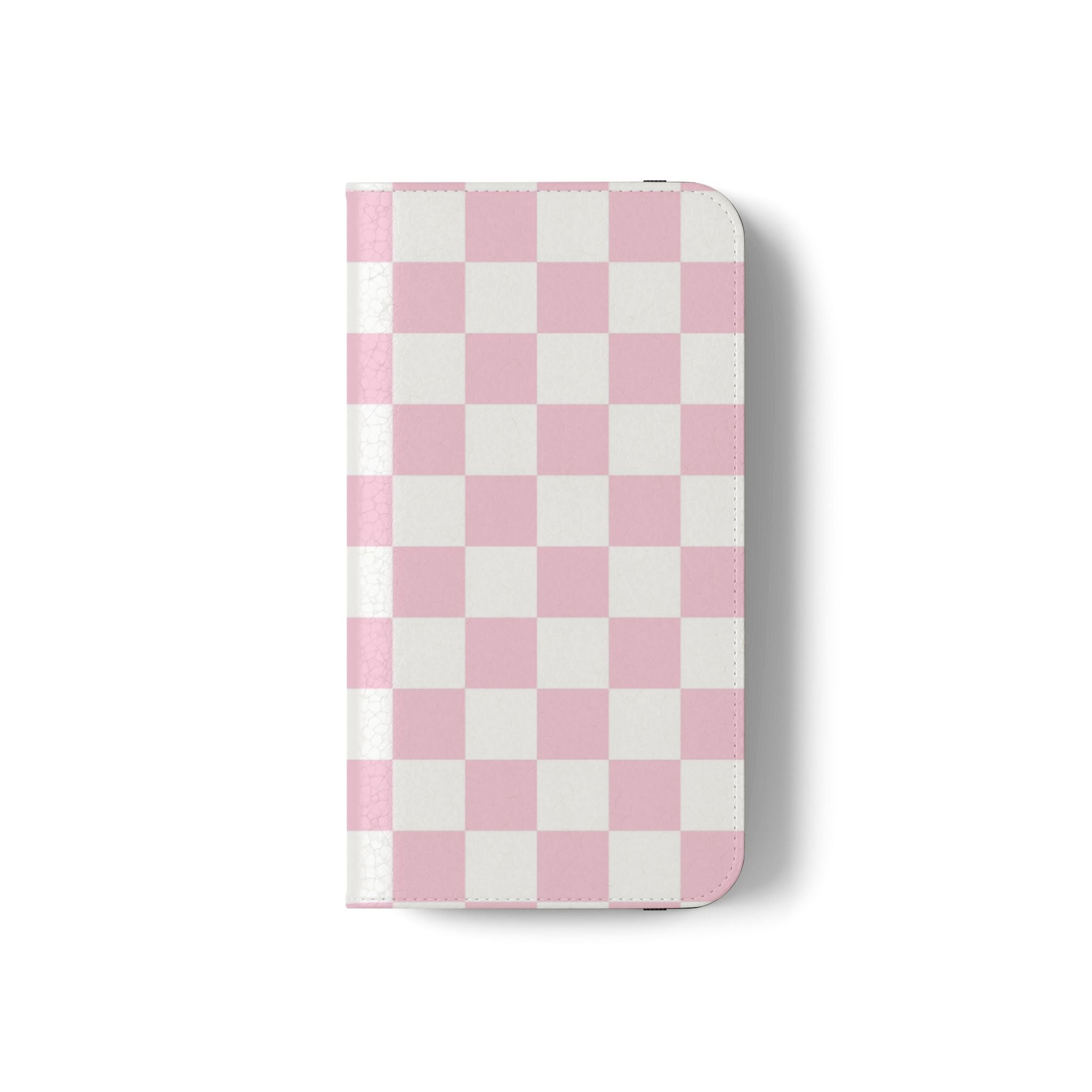 JAKKOUTTHEBXX Pink and White Checkered Faux Leather Flip Cases 2025