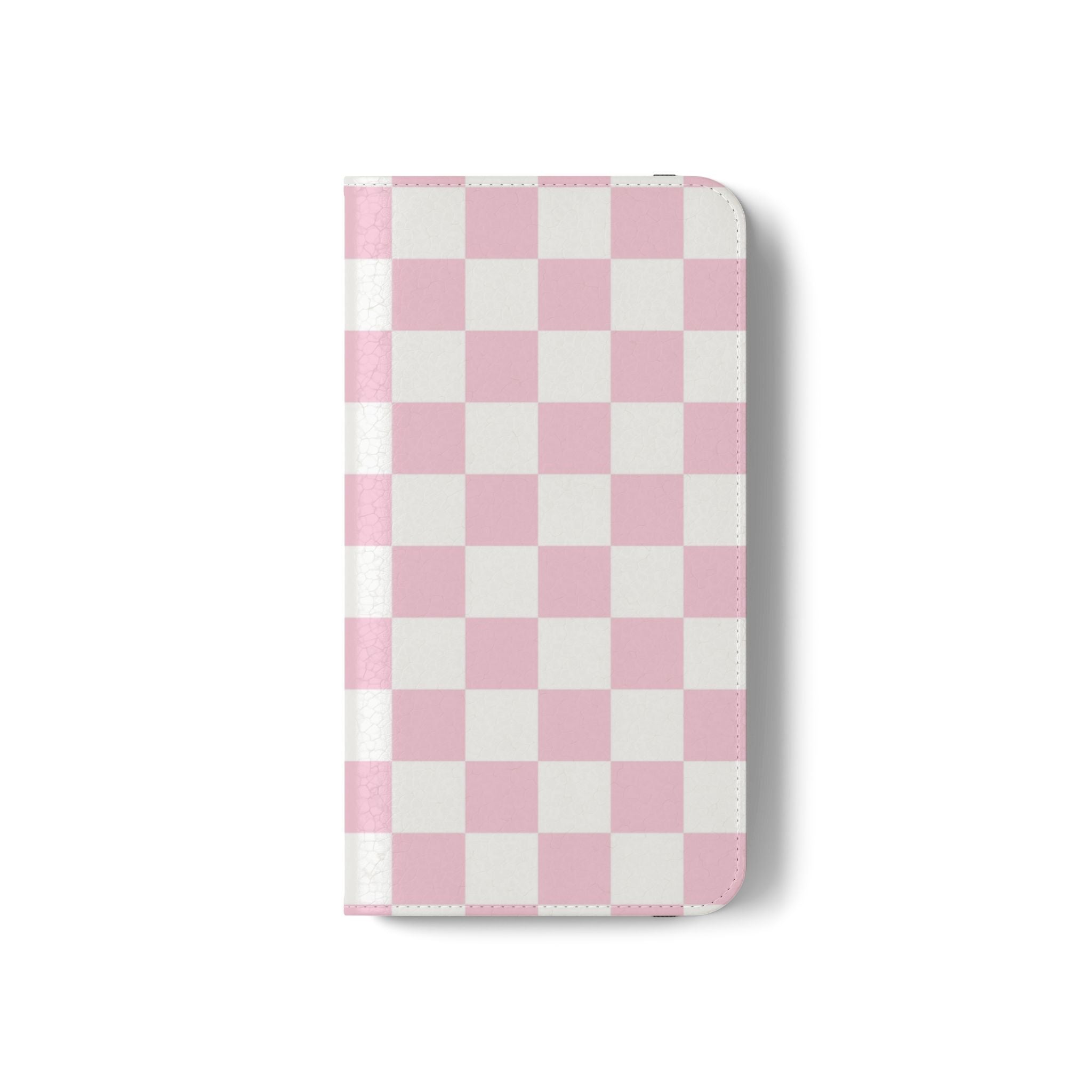 JAKKOUTTHEBXX Pink and White Checkered Faux Leather Flip Cases 2025