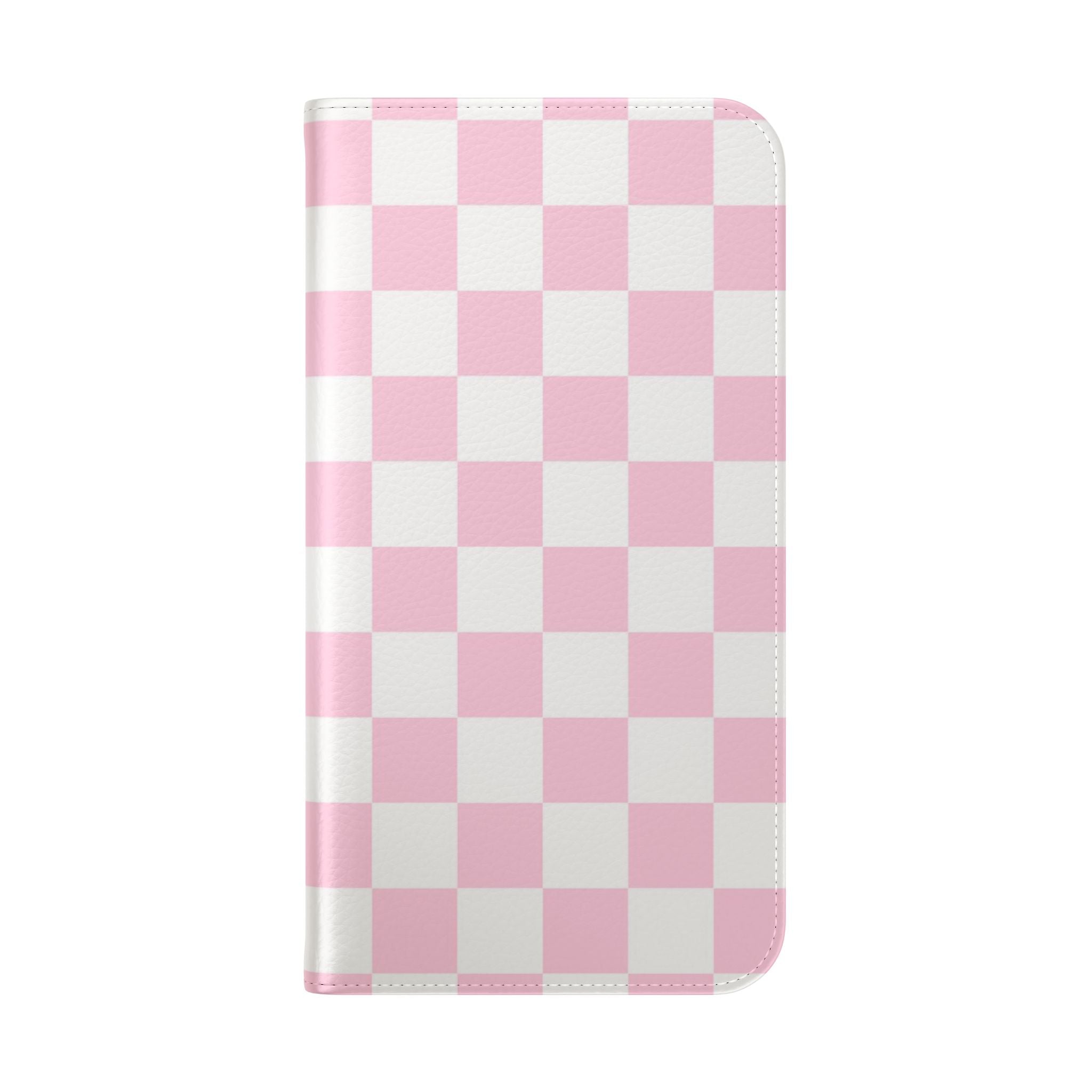 JAKKOUTTHEBXX Pink and White Checkered Faux Leather Flip Cases 2025