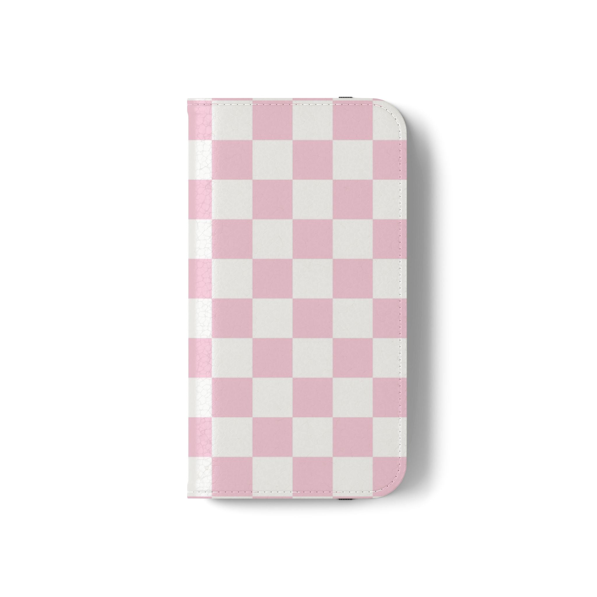 JAKKOUTTHEBXX Pink and White Checkered Faux Leather Flip Cases 2025