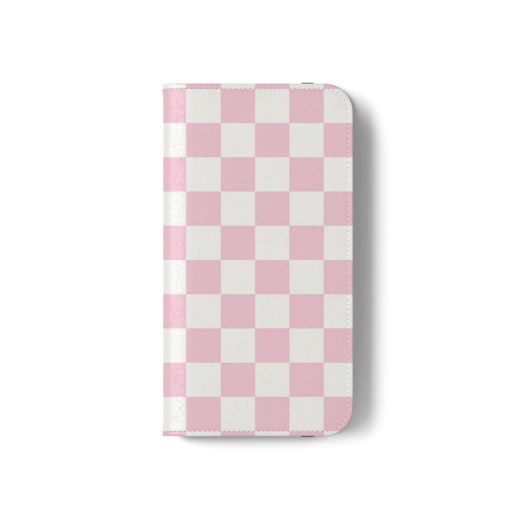 JAKKOUTTHEBXX Pink and White Checkered Faux Leather Flip Cases 2025