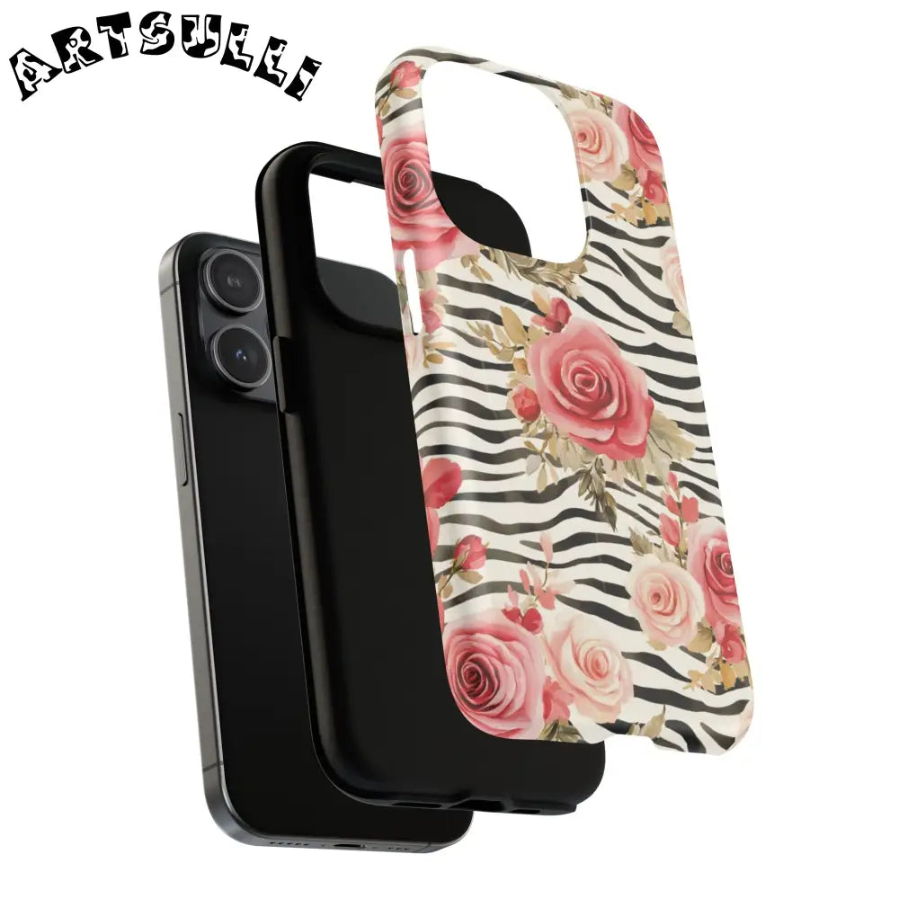 Pink Floral Zebra MagSafe Phone Case, Artsulli - Art is Long, Life is Short, Phone Case, , , , , , ,