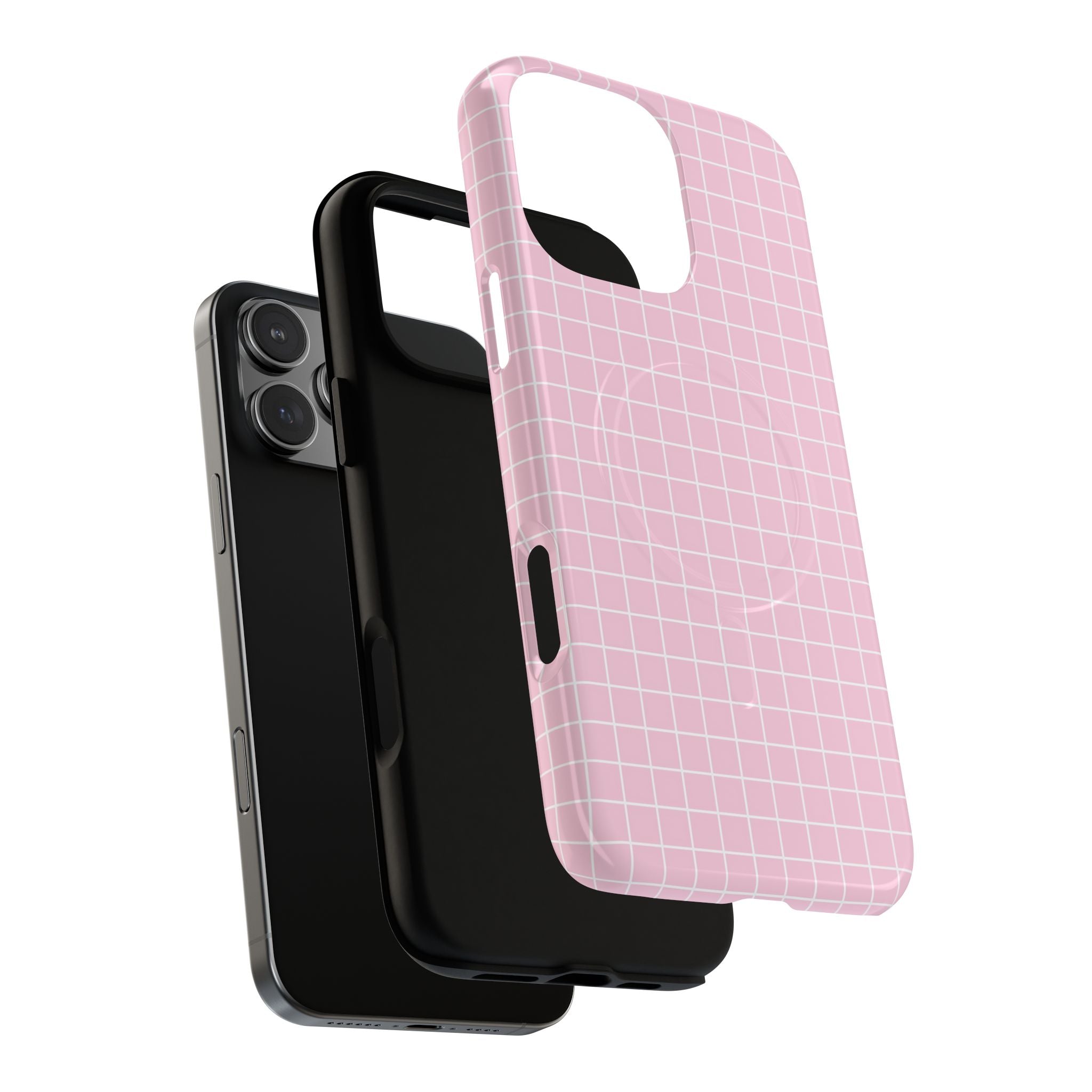 Pink Grid MagSafe iPhone Case, Artsulli - Art is Long, Life is Short, Phone Case, , , , , , ,