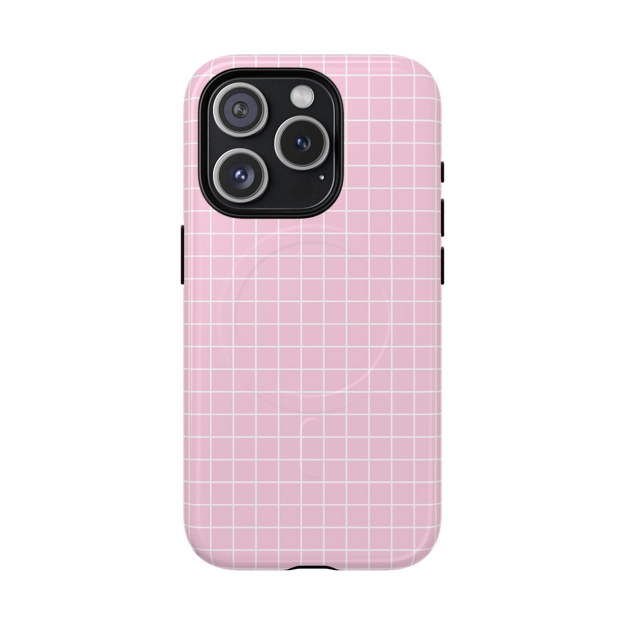 Pink Grid MagSafe iPhone Case, Artsulli - Art is Long, Life is Short, Phone Case, Size, iPhone 15 Pro, Surface, Glossy, , , 15294203283716729043