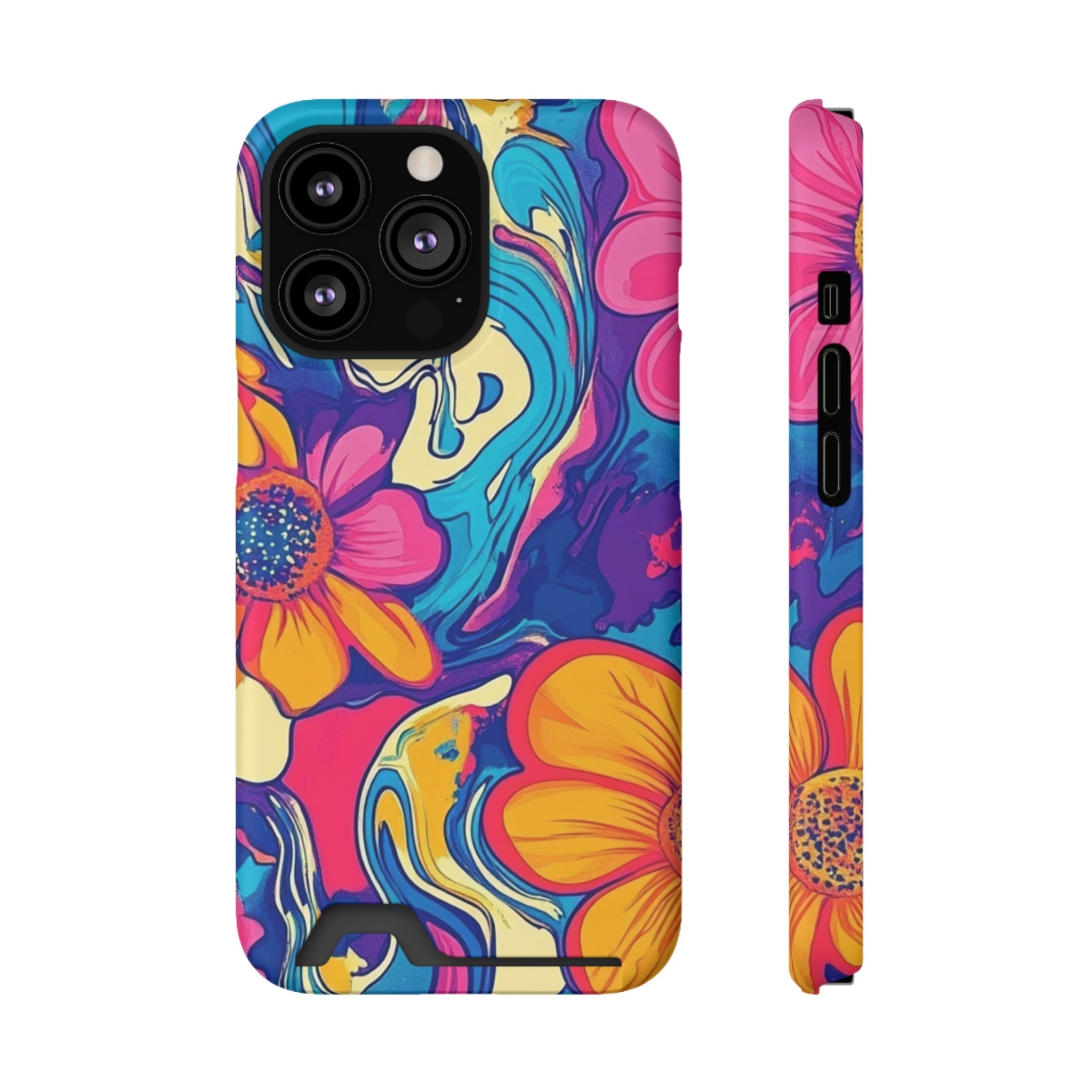 Psychedelic Floral Swirl Phone Case, Artsulli - Art is Long, Life is Short, Phone Case, Size, iPhone 13 Pro, Surface, Matte, Shape, With gift packaging, 11285802116492988424